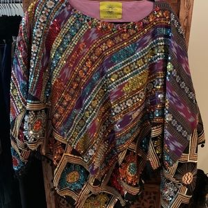 Handmade one of a kind festival asymmetrical top